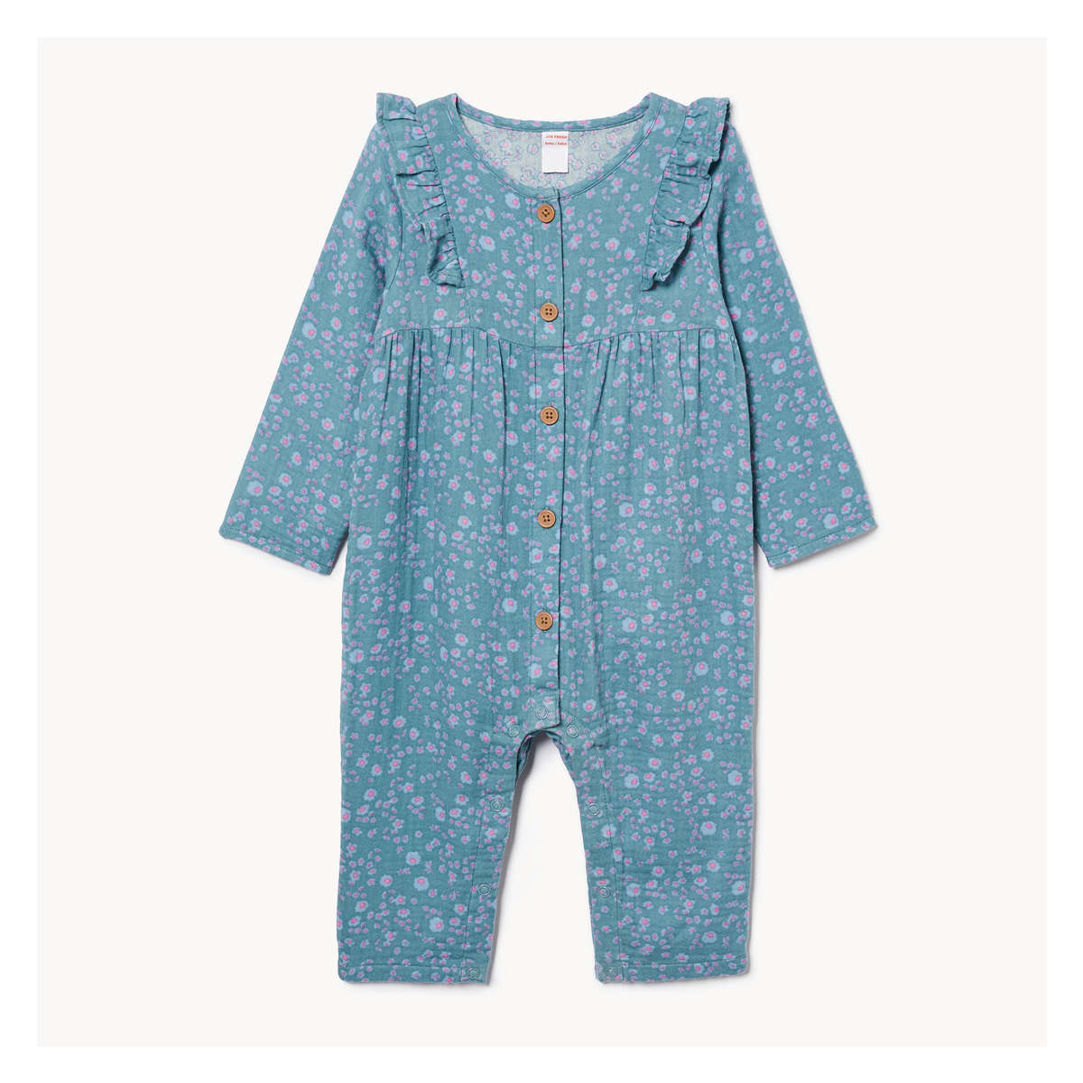 Baby Girls Gauze Romper in Pale Blue from Joe Fresh